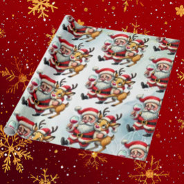 Vrolijke kerstgroeten Santa Cadeaupapier