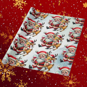 Vrolijke kerstgroeten Santa Cadeaupapier