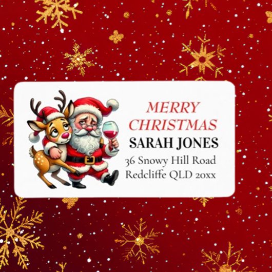 Vrolijke kerstgroeten Santa Etiket