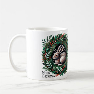 Vrolijke kersthaas koffiemok