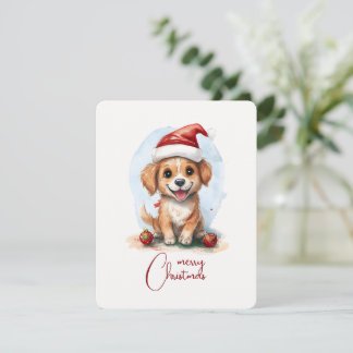 Vrolijke kersthond met kerstmuts en Ornament Feestdagenkaart