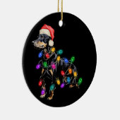 Vrolijke kersthond Verstrikt in Lichten Keramisch Ornament (Rechts)