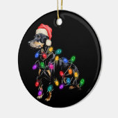 Vrolijke kersthond Verstrikt in Lichten Keramisch Ornament (Links)