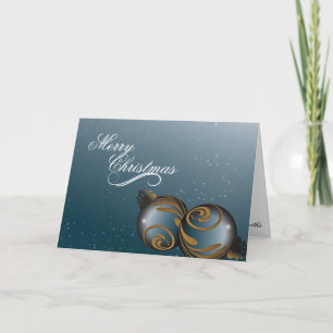 Vrolijke Kerstkaart - Elegante Blauwgroen Gouden Feestdagen Kaart