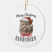 Vrolijke kerstkat | dubbelzijdig keramisch ornament (Links)