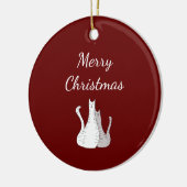 Vrolijke Kerstkatten Elegant Script Rood Keramisch Ornament (Links)