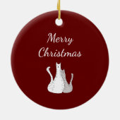 Vrolijke Kerstkatten Elegant Script Rood Keramisch Ornament (Achterkant)