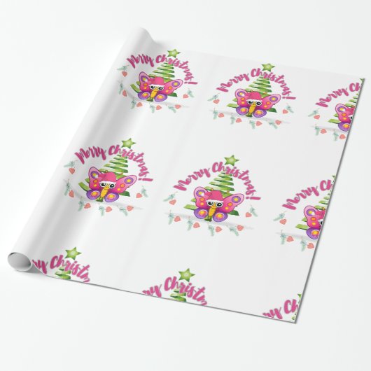 Vrolijke kerstkever cadeaupapier (Uitgerold)