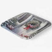 Vrolijke kerstkrans op de huisdeur papieren bordje (Gebogen)