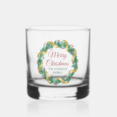 Vrolijke Kerstkrans Rood Groen Custom Whisky Glas (Voorkant)
