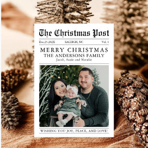 Vrolijke kerstkrantenfoto Een jaar in de Review Feestdagenkaart