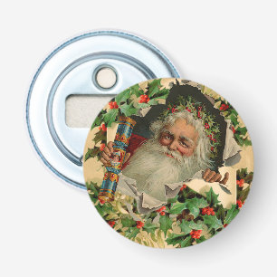 Vrolijke Kerstman Antiek Classic Button Flesopener