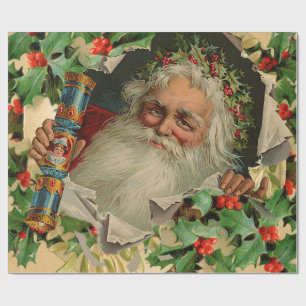 Vrolijke Kerstman Antiek Classic Cadeaupapier