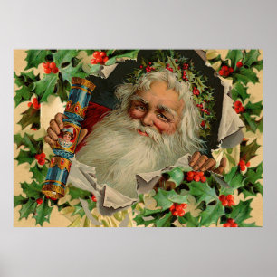 Vrolijke Kerstman Antiek Classic Poster