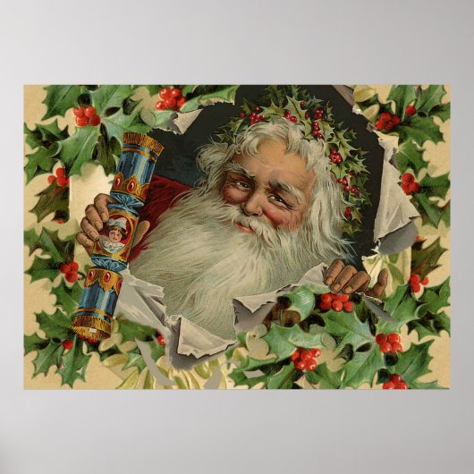 Vrolijke Kerstman Antiek Classic Poster (Voorkant)