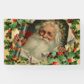 Vrolijke Kerstman Antiek Classic Spandoek (Horizontaal)