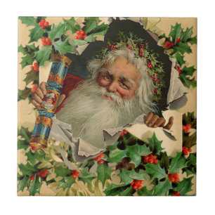 Vrolijke Kerstman Antiek Classic Tegeltje
