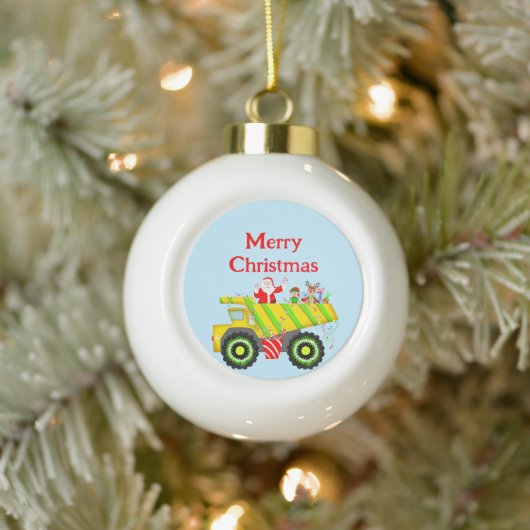 Vrolijke Kerstman in Dump Elf, Rendier Keramische Bal Ornament (Boom)