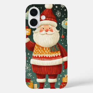 Vrolijke Kerstman Kerst Feestelijke Cadeaus iPhone 16 Hoesje