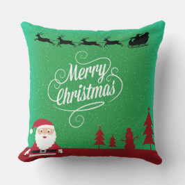 Vrolijke Kerstman rendieren glijden door de lucht Kussen