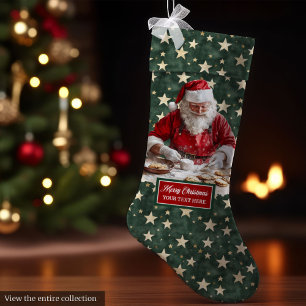 Vrolijke kerstman vakantie voorraad gepersonalisee grote kerstsok