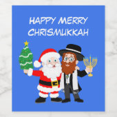 Vrolijke Kerstman van Chrismukkah ontmoet de Rabbi Wijn Etiket (Enkel label)