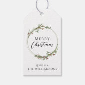 Vrolijke kerstminimalistische krans cadeaulabel (Voorkant)