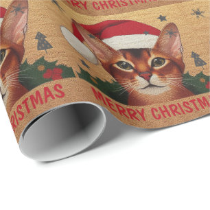 Vrolijke Kerstmis Abyssinische Kat, Kerstmis Santa Cadeaupapier