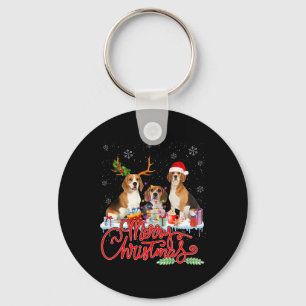 Vrolijke Kerstmis Beagle Hond Santa Reindeer Light Sleutelhanger