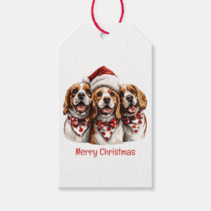 Vrolijke Kerstmis Beagle honden Cadeaulabel
