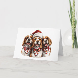 Vrolijke Kerstmis Beagle honden Feestdagen Kaart