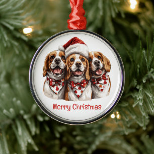 Vrolijke Kerstmis Beagle honden Metalen Ornament