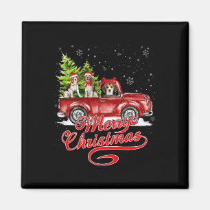 Vrolijke Kerstmis Beagle Honden Santa Reindeer Red Magneet