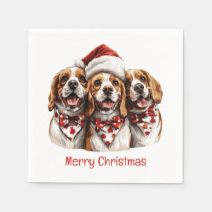 Vrolijke Kerstmis Beagle honden Servet