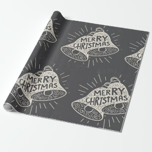 Vrolijke Kerstmis Bells Chalkboard look Cadeaupapier