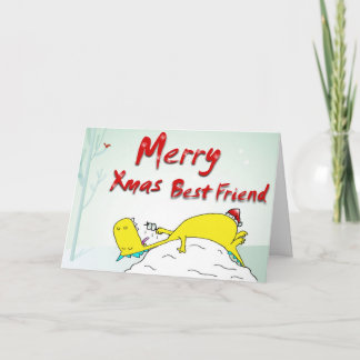 vrolijke Kerstmis beste vriend Feestdagen Kaart