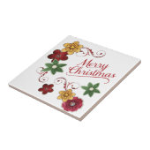 Vrolijke Kerstmis Bloem Swirl Tegeltje (Zijkant)