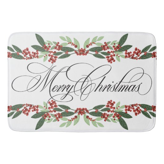 Vrolijke Kerstmis Botanische Vakantie Badmat (Voorkant)