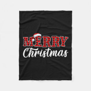 Vrolijke Kerstmis Buffalo Plaid Red Santa Family M Fleece Deken