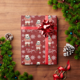 Vrolijke Kerstmis Bulldog Dog Holiday Cadeaupapier
