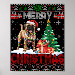 Vrolijke Kerstmis Bullmastiff Lovers Family Ugly X Poster