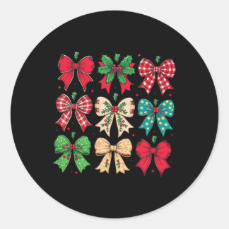 Vrolijke Kerstmis Coquette Bow Xmas Pyjama Familie Ronde Sticker