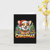 Vrolijke Kerstmis Corgi Hond Corgmas Matching Kers Kaart (Gele Bloem)