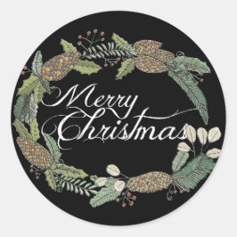 Vrolijke Kerstmis dennen kegels en groen Stickers