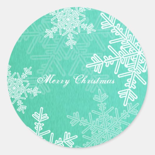Vrolijke Kerstmis Emerald Snowflake Minimalist Ronde Sticker (Voorkant)