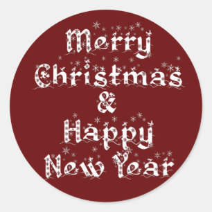 vrolijke kerstmis en happy new year klassieke roun ronde sticker