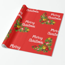 Vrolijke Kerstmis en Kleurrijke Decoraties Gift Wr Cadeaupapier