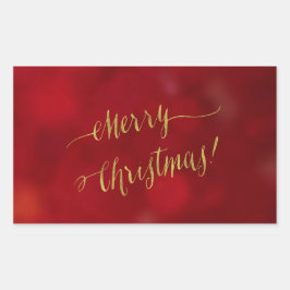 Vrolijke Kerstmis Faux Gouden Folie Vakantie Groet Rechthoekige Sticker