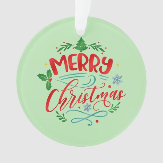 Vrolijke Kerstmis Feestelijke Boom Ornament (voorkant)