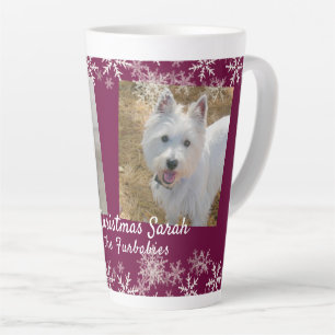 Vrolijke Kerstmis Furbabies Snowflakes bordeaux Latte Mok